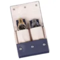 Draagbare horloge rol etui PU leer reizen horloge opslag organizer doos etui blauw - Blauw en wit met 2 horlogevakken