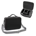 Black hard shell drone carrying case with adjustable grey shoulder strap and foam - AIR1 PU Diamond Pattern Storage Case