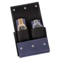 Draagbaar horloge etui voor twee horloges van PU-leder met zachte fluwelen binnenkant. - Blauw en zwart met 2 horlogevakken