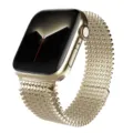 Gouden roestvrijstalen metalen gaasarmband en compatibele smartwatch variant voor Apple Watch. - Champagnegoud