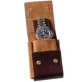 Hoogwaardige draagbare lederen horloge reisetui enkel slot bruine opslagtas voor horloge. - Bruin - 1 horlogeslot