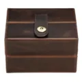 Boîte à montre en cuir marron, étui de voyage carré pour rangement avec fermeture magnétique. - Café