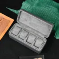 4-slot watch storage box portable travel watch case with soft gray velvet pillows for men. - 4-Slot / Gray
