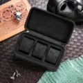 3-slot portable travel watch storage box black PU leather mechanical watch collection case - 3-Slot / Black