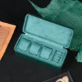 Green portable watch travel case with three pillows and ring slots for mechanical watches. - 3-Slot with Ring Pillow / Green