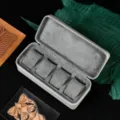 4-slot portable watch storage box with grey velvet interior and white leather exterior. - 4-Slot / White