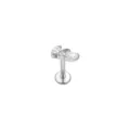 Titanium marquise CZ labret stud piercing body jewelry main view showcase white background - Triple Marquise Style (TIE244-ST)