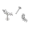 Titanium internal thread labret stud cartilage piercing body jewelry with cubic zirconia stones - Curved Multi-Stone Style (TIE243-ST)