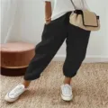 Bequeme Freizeithose aus Baumwoll-Leinen für Damen mit elastischem Bund für Alltag. - S / Schwarz