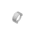 Close-up detail of the triple band titanium clicker ring, polished silver body piercing jewelry. - Three-Layer Style (TIE24145-ST-1.2*8*3)