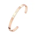 Roségoldener Edelstahl offener Armreif graviert mit Liebestext und glänzendem Strassstein. - Forever Love Gravierter Stil / Roségold (B749)