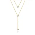 Goldene doppelte Y-Halskette Detailansicht, minimalistische Zirkonia Schlüsselbeinkette chic. - Zweischichtiger Zargenfassung Solitär Y-Stil (N1328)