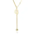 Minimalistische goldene Y-Kette mit Buchstabe G Anhänger, schicke Edelstahl Schlüsselbeinkette. - Buchstabe G Anhänger Perlenstil (N1329)