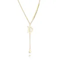 Goldene Y-Halskette für Damen, minimalistische Titanstahl Buchstabe D Anhänger Schlüsselbein Kette. - Buchstabe D Balken Patchwork Quastenstil (N1333)