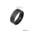 Schwarzer Titan Ring für Herren, minimalistisches mattes Design mit Rille, leicht und elegant. - Schwarz Doppelrilliger Stil (TIR2426-BL-R)