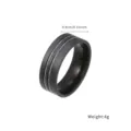 Schlichter schwarzer Titanring für Herren mit Doppelrille, 0.8cm Breite und leichtem 4g Gewicht. - Schwarz Doppelparallele Linien Stil (TIR2426-BL-W)