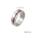 Minimalistischer Titanring für Herren mit rotem Textur Inlay 0.8cm Breite stilvoller Schmuck - Silber Rote Textur Stil (TIR2465-ST)