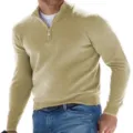 Stijlvolle heren trui met lange mouwen en halve rits, comfortabele herfstkleding mode. - S / Abrikoos