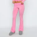 Pink low-waist flare trousers casual slim fit pants stylish solid color stretch bottoms - XS / Deep Pink