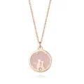 Roségold Katzen Anhänger Halskette Detailansicht, süßes rosa Emaildesign mit funkelndem Kristall. - Stil N1065