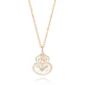 Elegante Roségold Titanstahl Halskette mit Kürbis Anhänger, Perlmutt und funkelndem Kristall. - Stil N1060