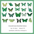 Paquete de pegatinas PET de mariposa verde impermeable para diario scrapbooking diy! - Mariposa Esmeralda / 40 Piezas/Paquete