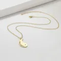 Golden titanium steel yin-yang half moon necklace with pink stone and forever engrave. - Forever Half Heart Gold (N1506-A)