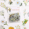 Gänseblümchen PET-Sticker Pack, frische Blumen wasserdichte dekorative Aufkleber für DIY. - Gänseblümchen Geflüster / 40 Stück/Packung