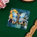 Exquisites blauer Schmetterling Metalllesezeichen mit dekorativer Karte, elegantes Geschenk. - Mit Kunstkarton / Schmetterlingstanz Unter Blumen