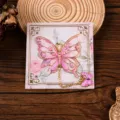 Edles Metall Schmetterling Lesezeichen mit rosa Karte und Kettenanhänger feine Schreibwaren. - Mit Kunstkarton / Rosa Schmetterlingschatten
