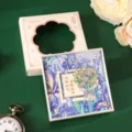 Set di segnalibri in metallo con scatola elegante, design botanico vintage per la lettura. - Iris (confezione regalo)