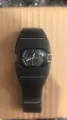 Μαύρο ρετρό Y2K ρολόι χαλαζία από ρητίνη με τετράγωνο καντράν και προστατευτικό λουράκι. - Μαύρο και Γκρι