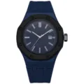 Blaue Silikonarmband achteckige Quarzuhr stilvolle Unisex Freizeit Armbanduhr Alltag. - Dunkelblau