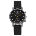 Reloj de cuarzo minimalista para mujer con correa de silicona negra y cristales elegantes. - Negro