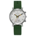 Reloj de cuarzo para mujer con correa de silicona verde esfera blanca y diamantes. - Verde