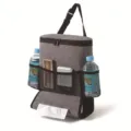 Thickened multifunctional car backrest organizer with tissue holder and mesh pockets for storage. - Gray