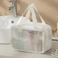 Grande borsa da toeletta trasparente da viaggio, organizer per cosmetici impermeabile. - Taglia L / Bianco