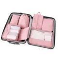 Pink 7-piece travel packing cubes set, waterproof luggage organizers for clothes. - 7-piece Set / Pink