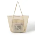 Beige Netz Strandtasche große Kapazität lässige Einkaufstasche atmungsaktive Outdoortasche - Gebrochenes Weiß