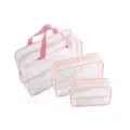 Klares reisekosmetikbeutel set transparente wasserdichte kulturbeutel für damen und herren - 3er-Set (S, M, L) / Rosa