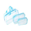 Transparente PVC Kosmetiktasche 3er Set mit blauem Reißverschluss für Reisen Alltag - 3er-Set (S, M, L) / Seeblau