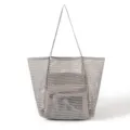 Graue Netz-Einkaufstasche, atmungsaktive Schultertasche für Strand, Outdoor-Freizeit und Aufbewahrung. - Grau