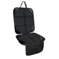 Protector de asiento de auto negro para niños con bolsillos de almacenamiento y correas. - Talla Única / Negro Con Costuras Negras