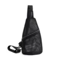 Bolso de pecho negro de malla, bandolera transpirable de poliéster para hombres y mujeres. - Negro