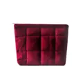 Large velvet cosmetic bag quilted makeup pouch portable zipper storage organizer bag - One Size / Burgundy