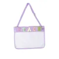 Sac bandoulière transparent en TPU avec patchs lettres BEACH, pochette étanche élégante. - Violet