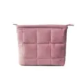 Quilted velvet cosmetic bag large capacity portable makeup pouch zipper storage organizer pink - One Size / Pink