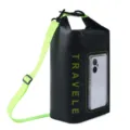 Waterproof dry bag with adjustable shoulder strap and touch screen window for outdoor travel. - L / Black