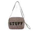 Leopard print shoulder bag with adjustable strap and STUFF letter design for daily use. - Leopard Print