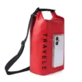 Outdoor waterproof dry bag with touch screen window and adjustable shoulder strap for travel - L / Red